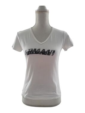 Armani Exchange White V-Neck Graphic Tee